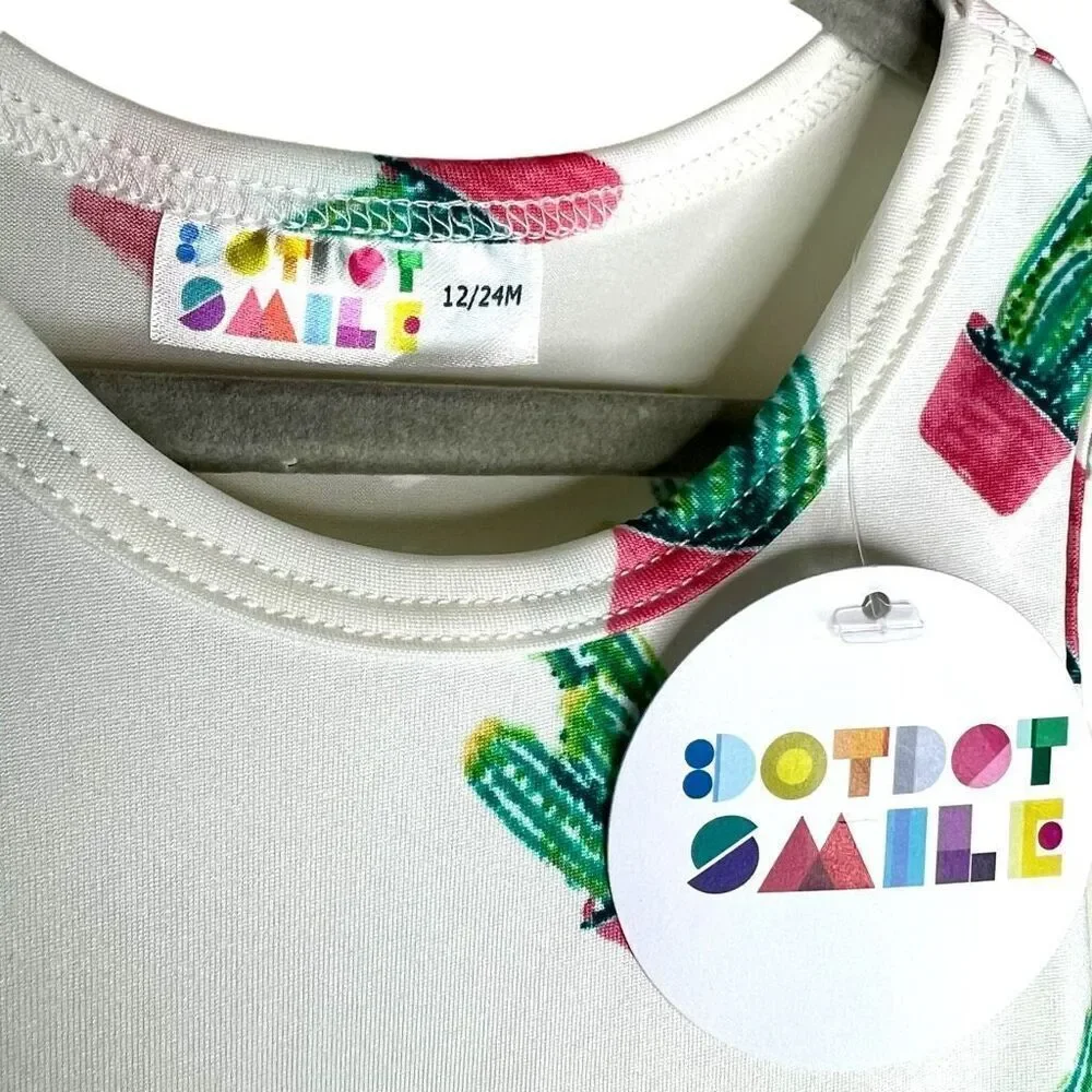 NEW Dot Dot Smile White Cactus Tank Dress 12-24 Months